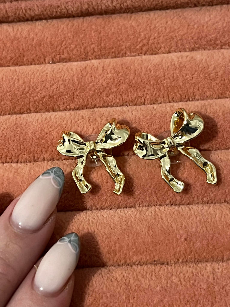 Metallic Style Bow Earrings