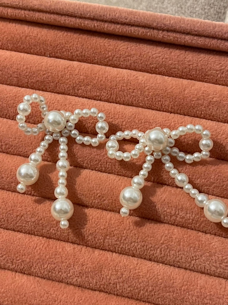 Pearl Style Bow Earrings