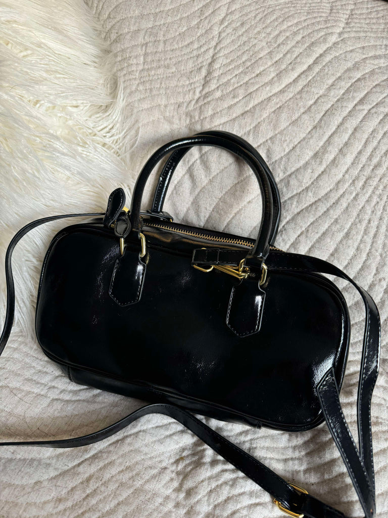 Black Patent Rectangle Bag