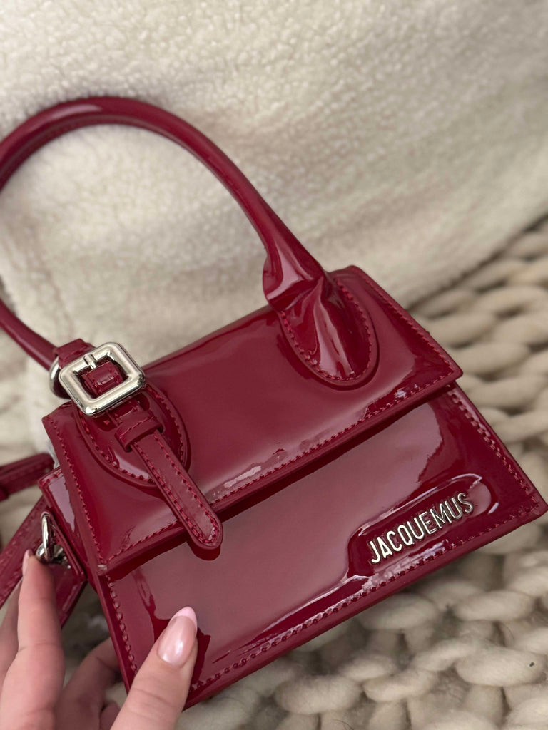 Patent Top Handle Red Bag