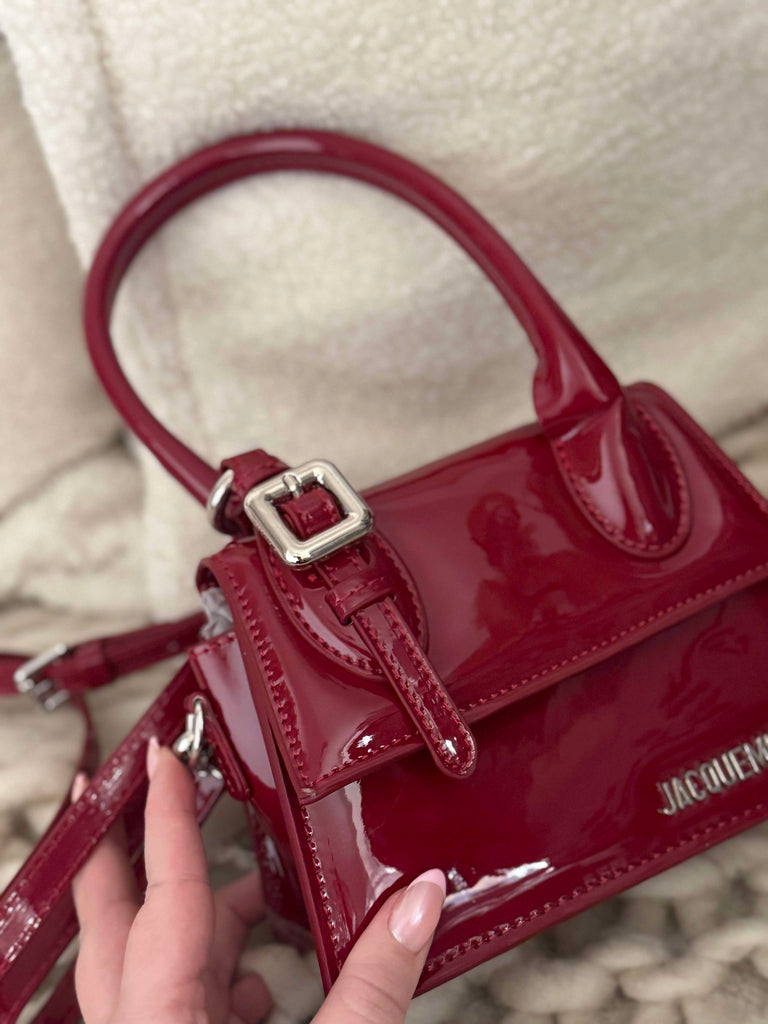 Patent Top Handle Red Bag