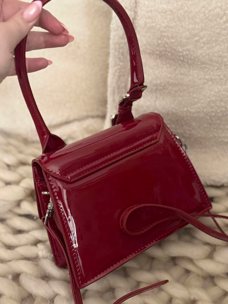 Patent Top Handle Red Bag