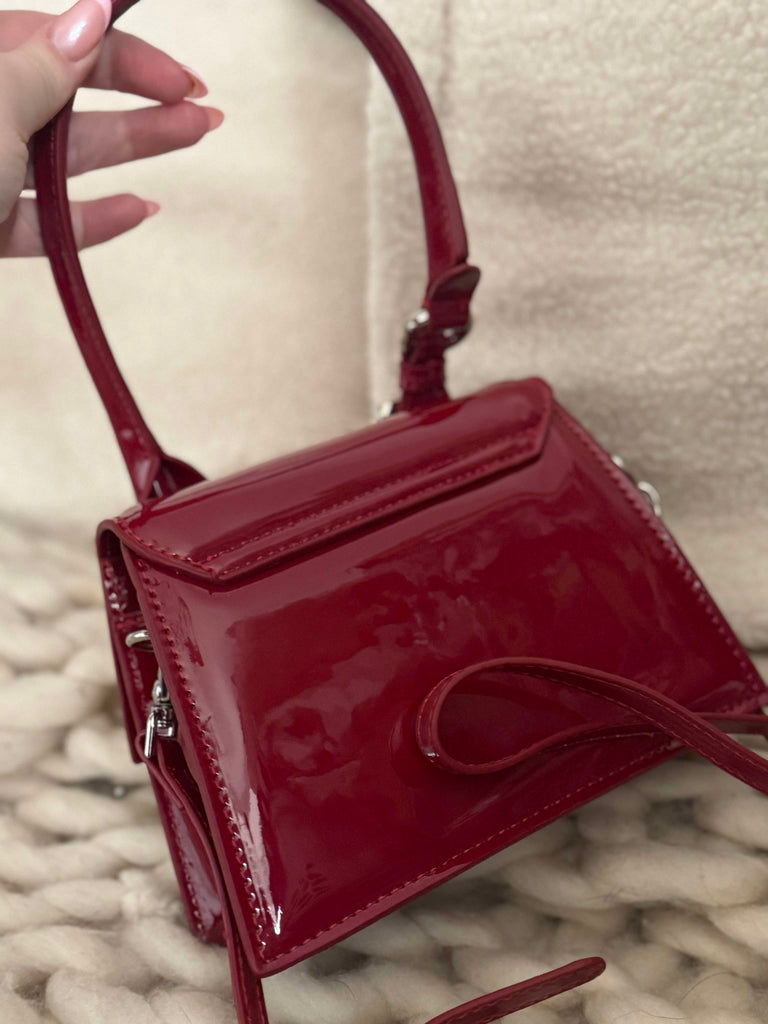 Patent Top Handle Red Bag