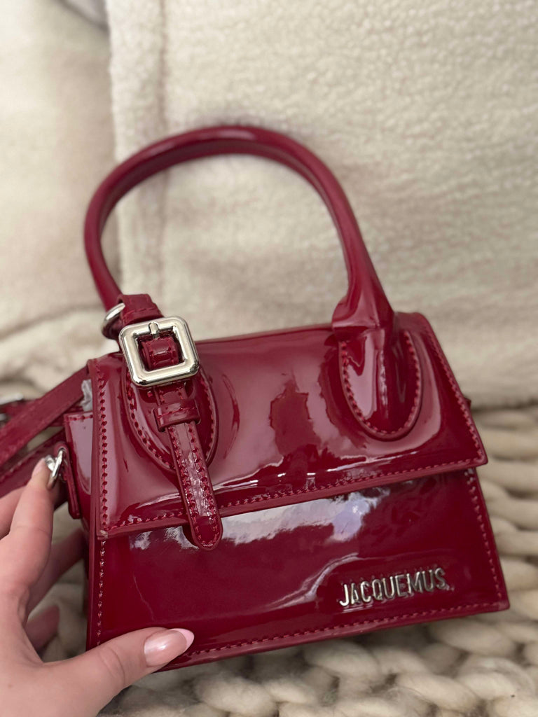 Patent Top Handle Red Bag