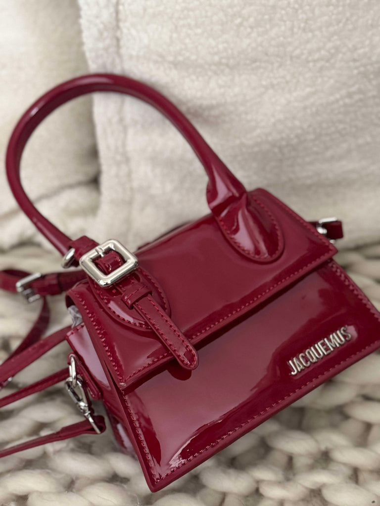 Patent Top Handle Red Bag