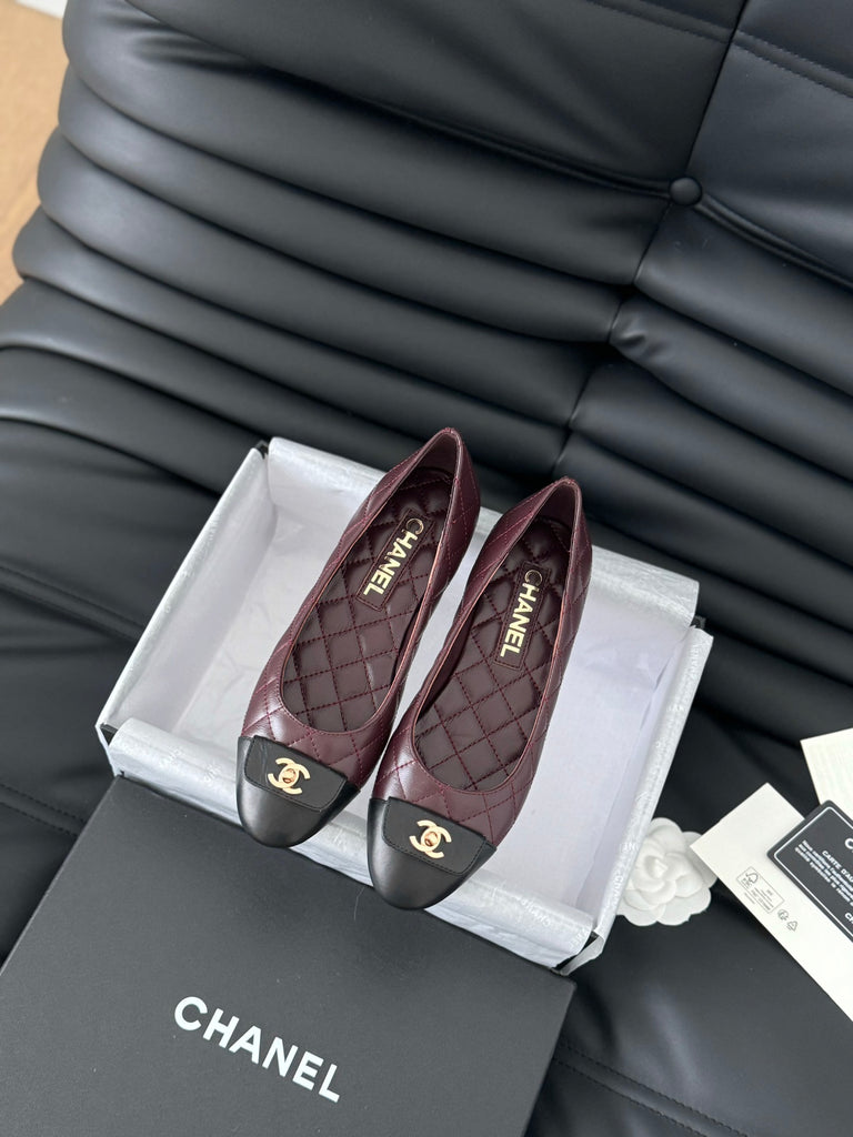 *PRE-ORDER* Burgundy and Black Ballet Flats