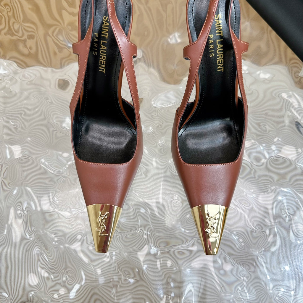 *PRE-ORDER* BROWN GOLD TIP HEELS