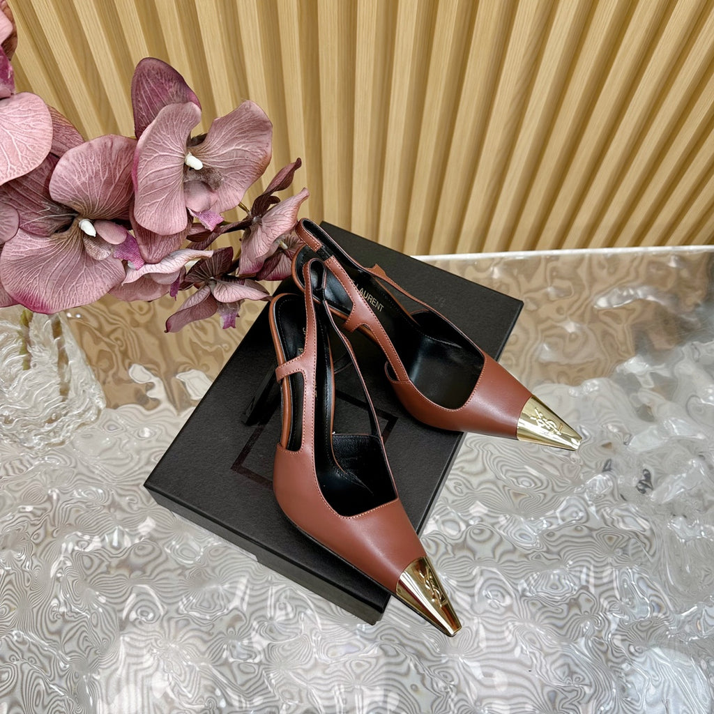 *PRE-ORDER* BROWN GOLD TIP HEELS